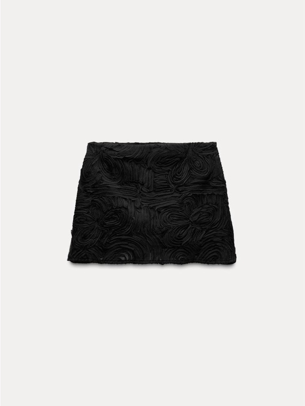 SOLD OUT Zara Black Textured Floral Rosette Mini Skort Size S - Picture 2 of 7